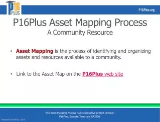 P16Plus Asset Mapping Process A Community Resource