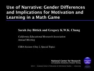 Use of Narrative: Gender Differences and Implications for Motivation and Learning in a Math Game