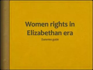 Women rights in E lizabethan era