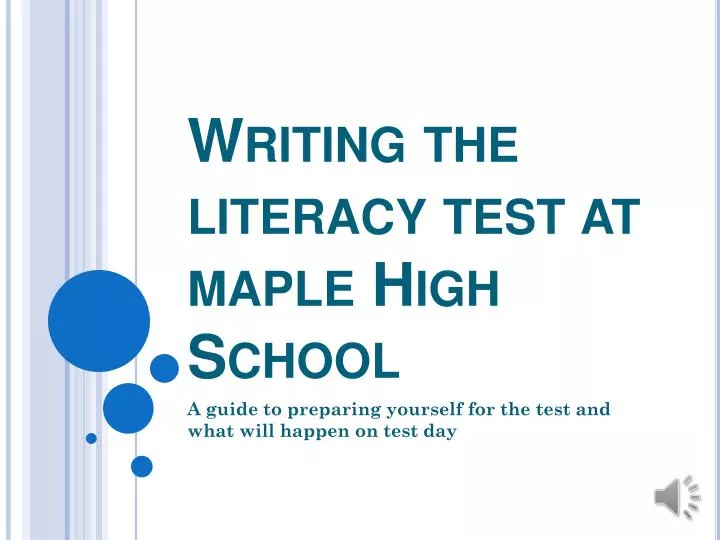 writing the literacy test at maple high school