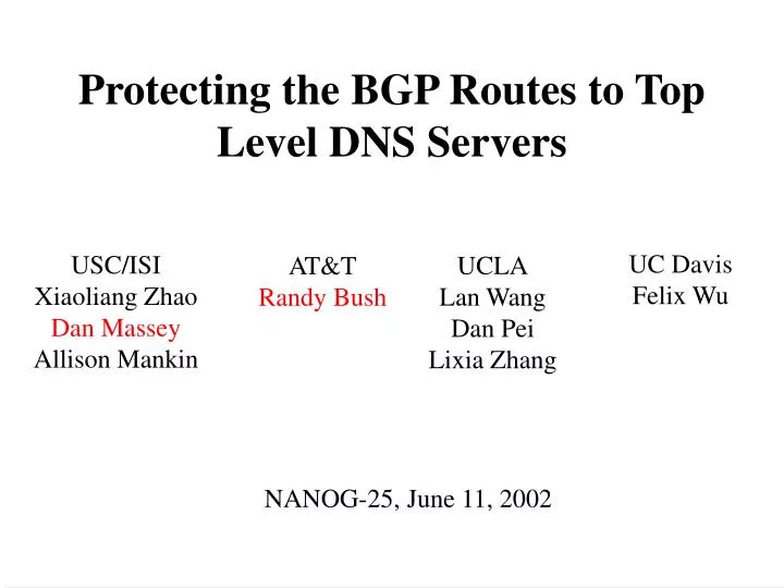 protecting the bgp routes to top level dns servers