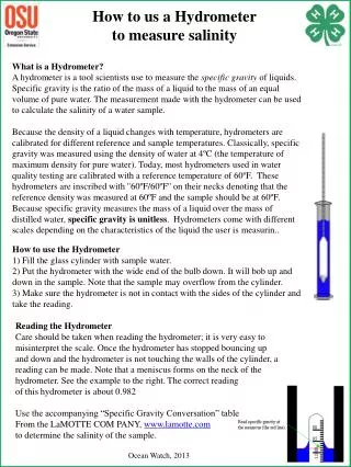 How to us a Hydrometer t o measure salinity