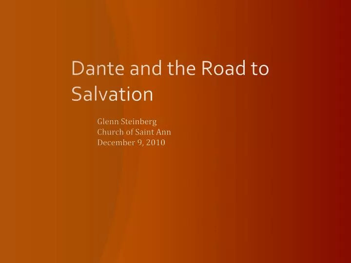 dante and the road to salvation