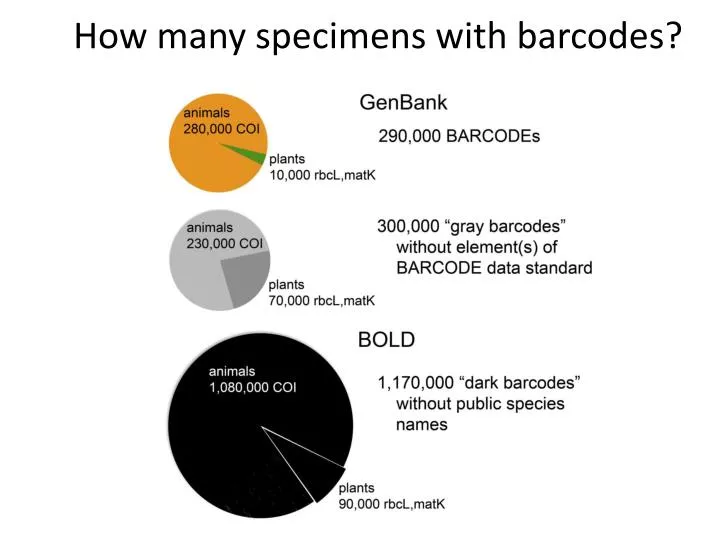 how many specimens with barcodes