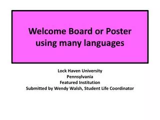 welcome board or poster using many languages
