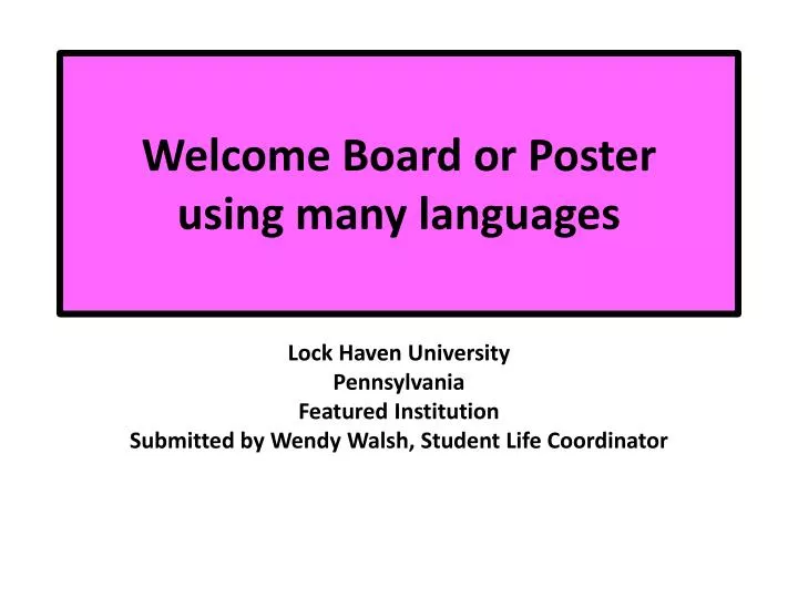 welcome board or poster using many languages
