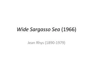 Wide Sargasso Sea (1966)