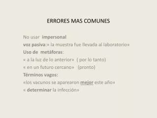 errores mas comunes