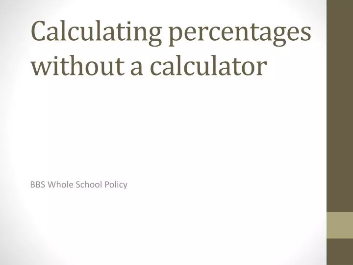 calculating percentages without a calculator