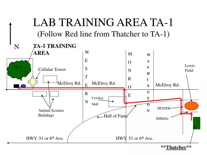 lab training area ta 1 follow red line from thatcher to ta 1