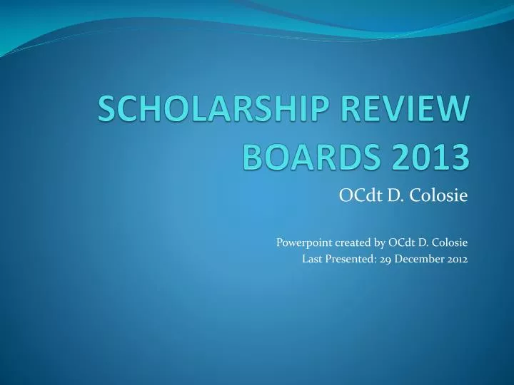 scholarship review boards 2013