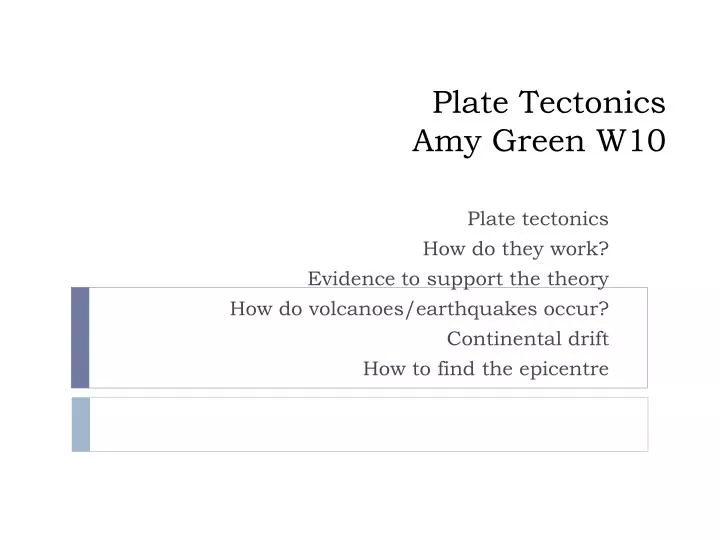 plate tectonics amy green w10