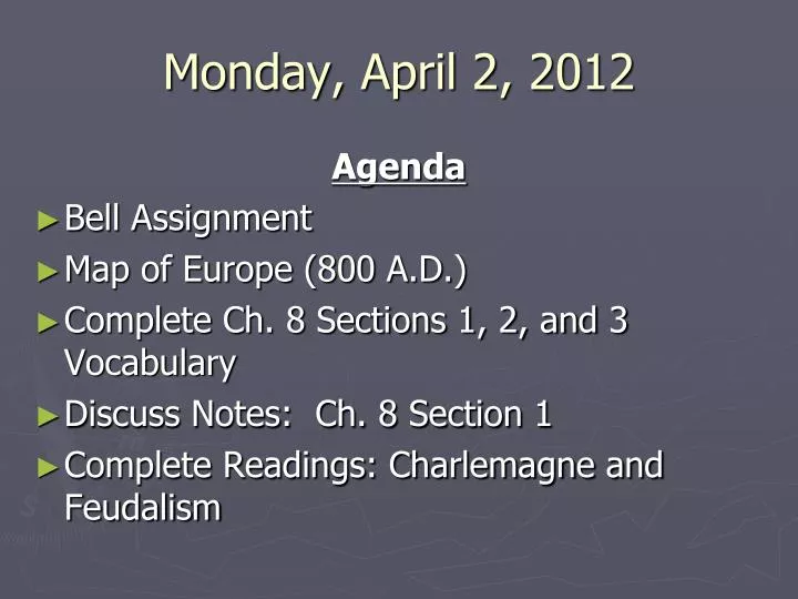 monday april 2 2012