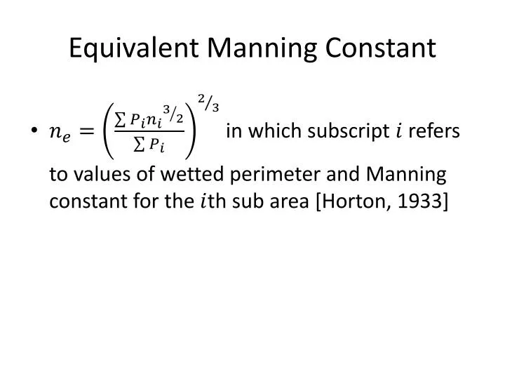 equivalent manning constant