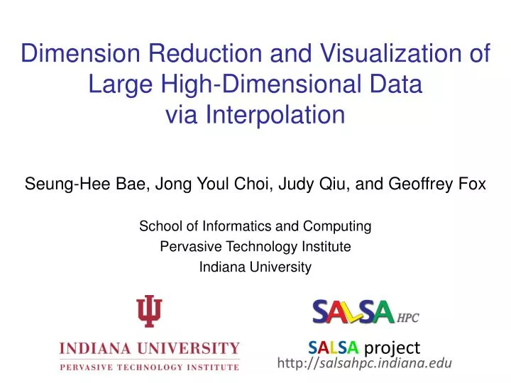 dimension reduction and visualization of large high dimensional data via interpolation