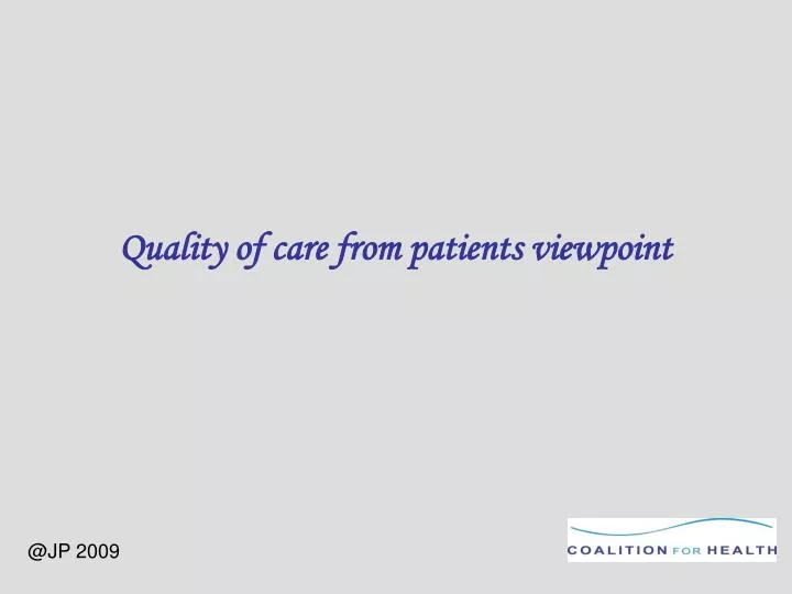 quality of care from patients viewpoint