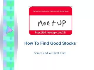 How To Find Good Stocks