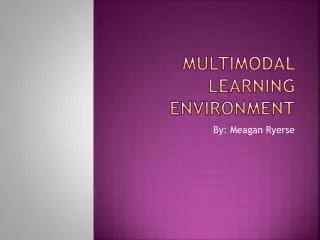 Multimodal Learning Environment