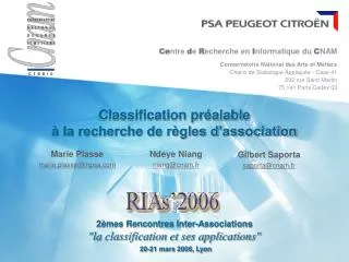 classification pr alable la recherche de r gles d association