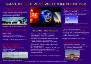 SOLAR, TERRESTRIAL &amp; SPACE PHYSICS IN AUSTRALIA