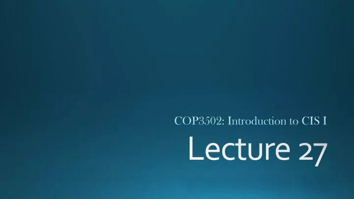 cop3502 introduction to cis i