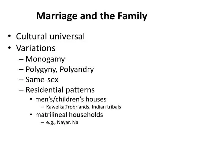 marriage and the family