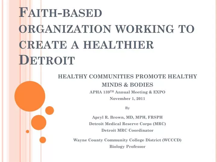 faith based organization working to create a healthier detroit