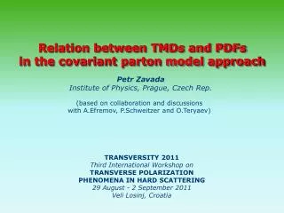 Relation between TMDs and PDFs in the covariant parton model approach