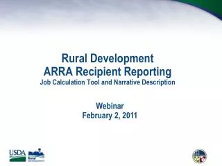 Rural Development ARRA Recipient Reporting Job Calculation Tool and Narrative Description