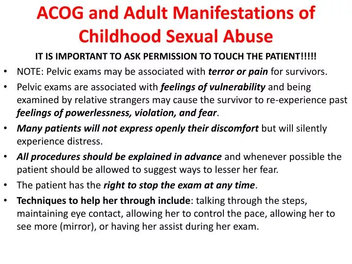 acog and adult manifestations of childhood sexual abuse