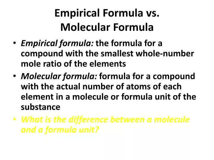 empirical formula vs molecular formula