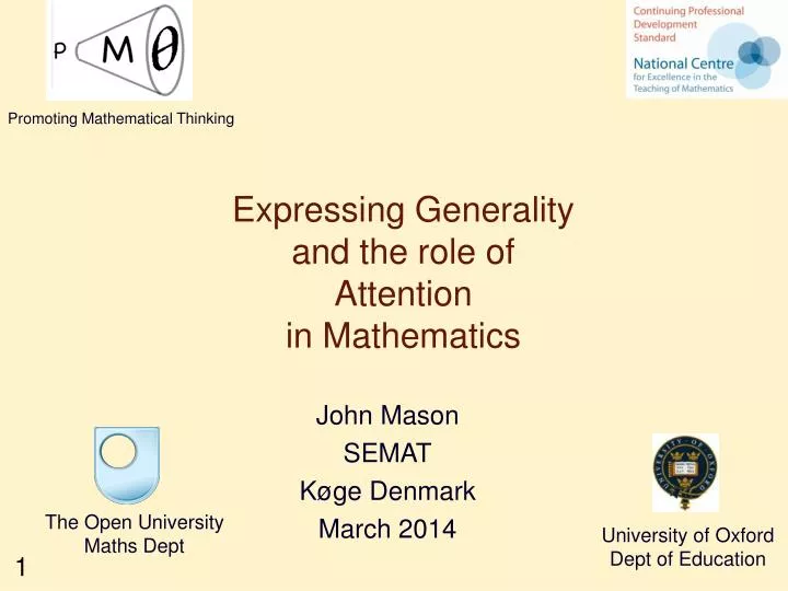 expressing generality and the role of attention in mathematics