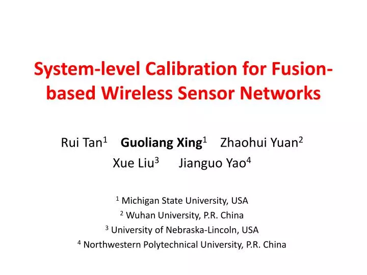system level calibration for fusion based wireless sensor networks