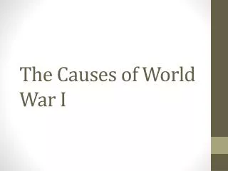 the causes of world war i