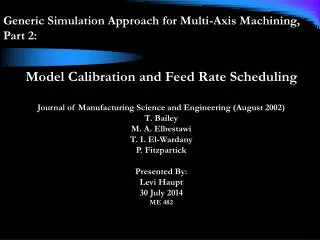 Generic Simulation Approach for Multi-Axis Machining, Part 2: