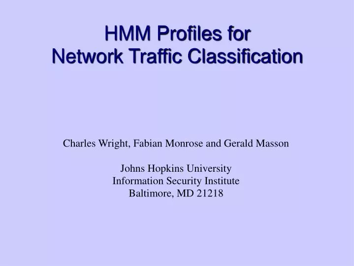 hmm profiles for network traffic classification