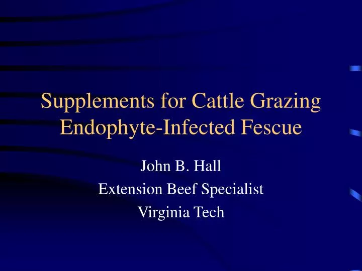 supplements for cattle grazing endophyte infected fescue