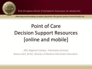 Point of Care Decision Support Resources [online and mobile]