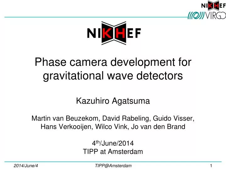 phase camera development for gravitational wave detectors