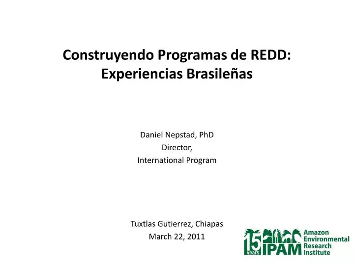 construyendo programas de redd experiencias brasile as
