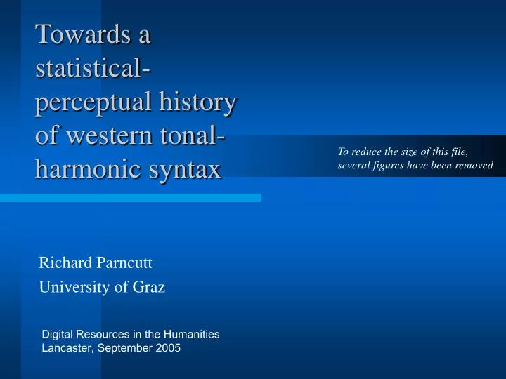 towards a statistical perceptual history of western tonal harmonic syntax