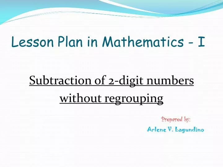 lesson plan in mathematics i