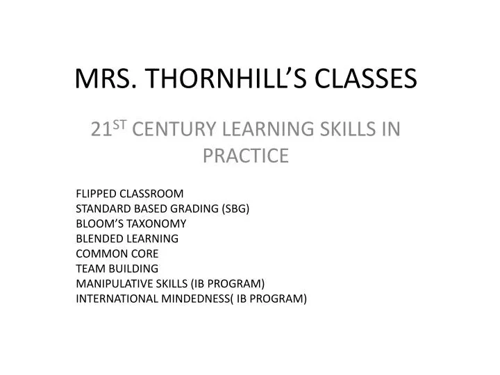 mrs thornhill s classes