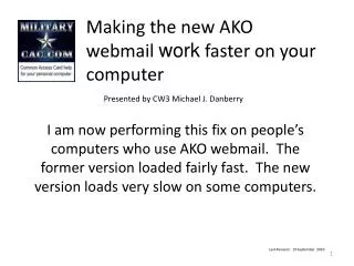 Making the new AKO webmail work faster on your computer