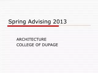 Spring Advising 2013