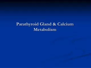 Parathyroid Gland &amp; Calcium Metabolism