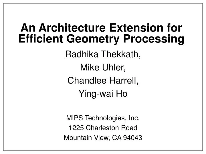 an architecture extension for efficient geometry processing