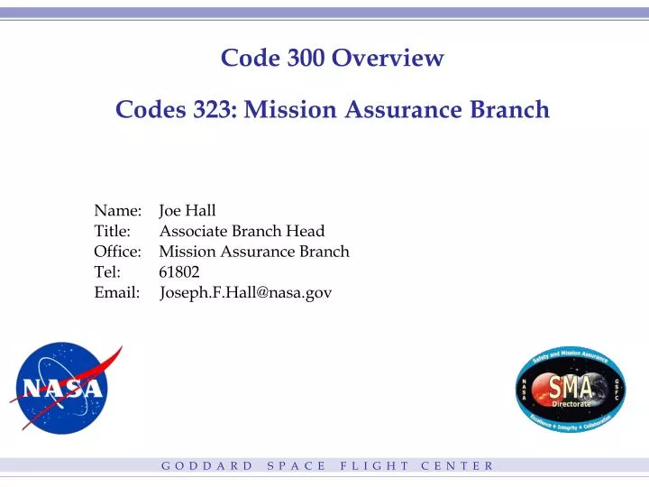 code 300 overview codes 323 mission assurance branch