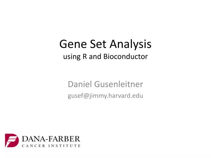 gene set analysis using r and bioconductor