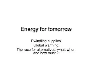 Energy for tomorrow